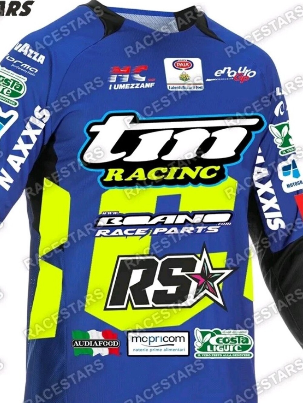 TM Racing Men's Rash Guard  Blue & Neon Yellow Racing Shirt